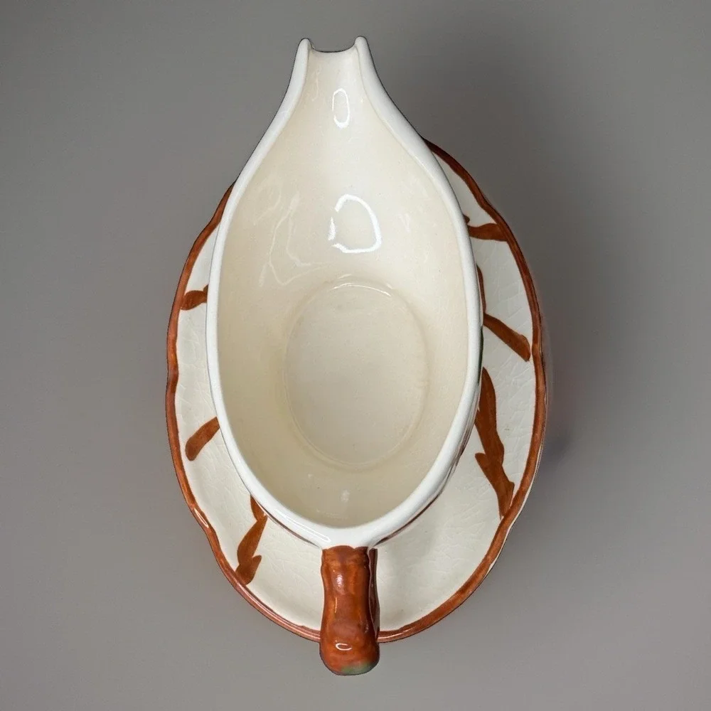 Vintage Franciscan Apple Gravy Boat Attached Underplate Made England Ceramic GUC